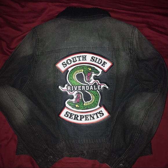 L.E.I Black Denim Bomber Jacket Riverdale Serpeant - Picture 1 of 7